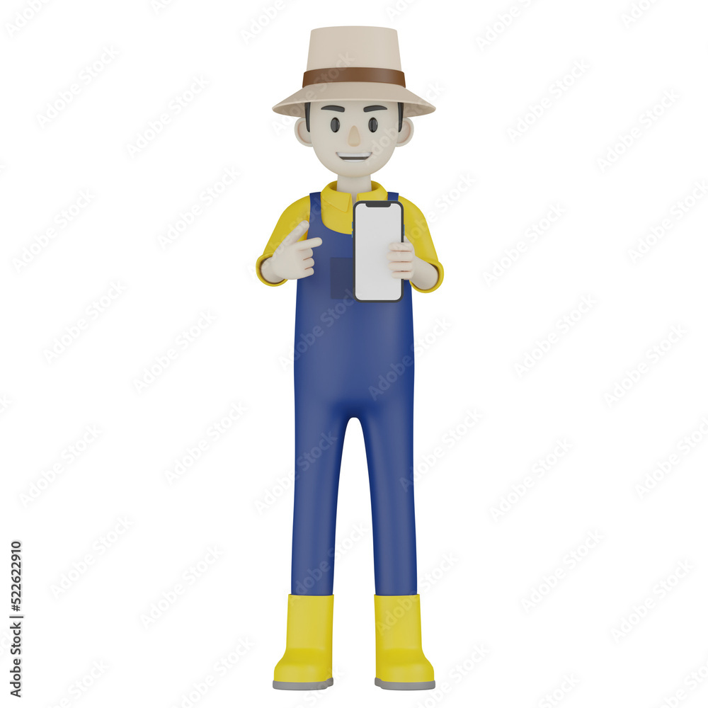 3d farmer with cleaner