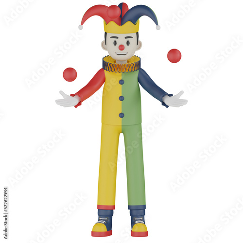 3d funny clown with balloon