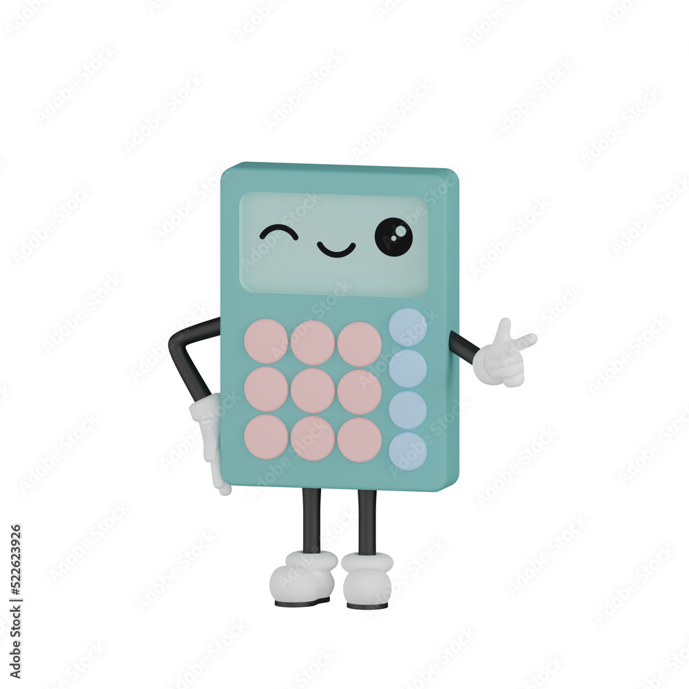 Fototapeta premium 3d blue calculator with expression