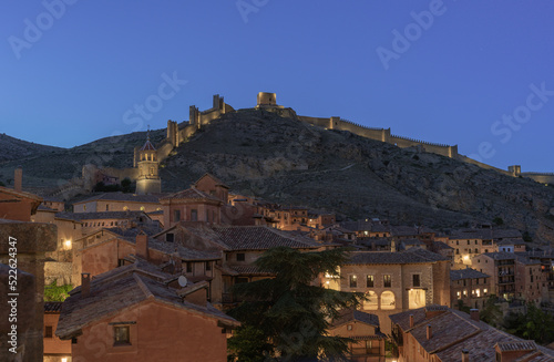Walled village at dusk ( Albarracin- Spain )
