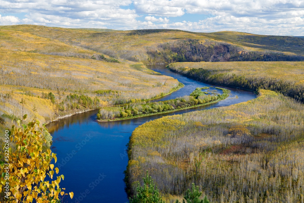 Fototapeta premium Autumn Fairy dragon Bay landscpe in Mohe city Heilongjiang province, China.