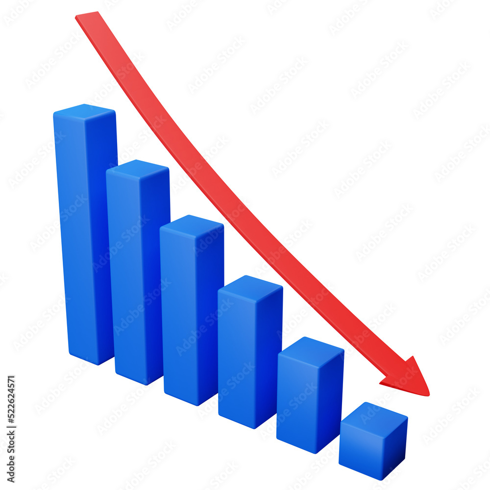 business graph with arrow. Crisis Economy 3D Illustration business graph with arrow. Crisis Economy 3D Illustration