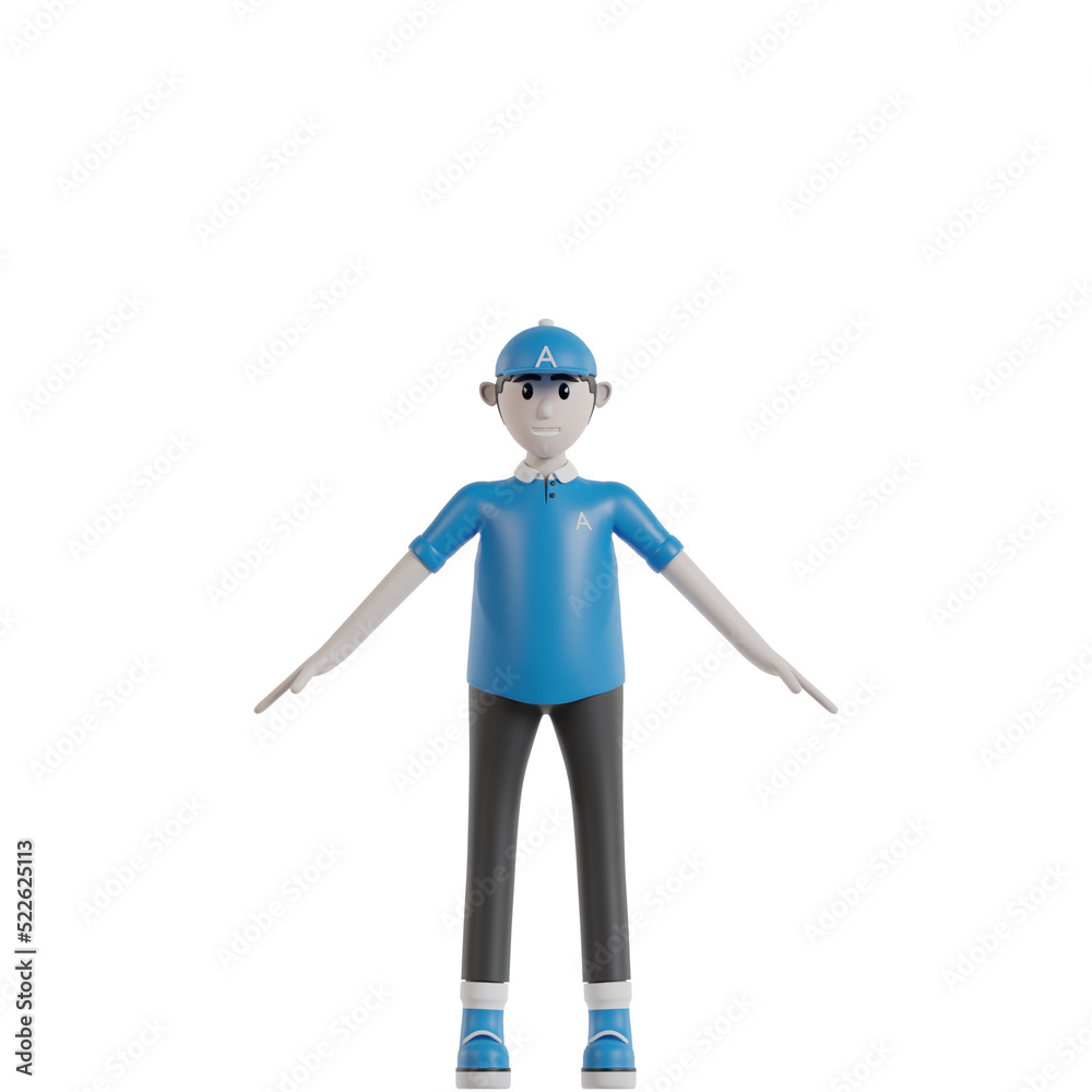 3d man with blue hat 3d man with blue hat