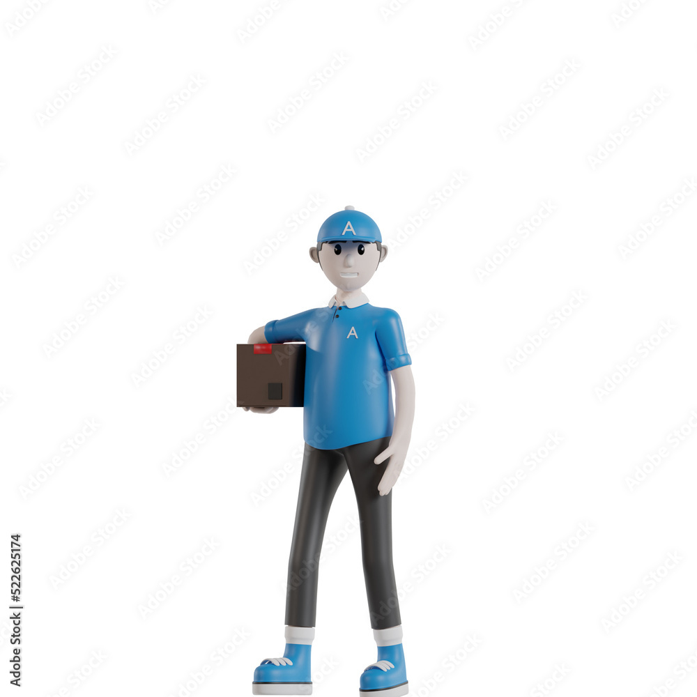 3d man with gift box 3d man with gift box