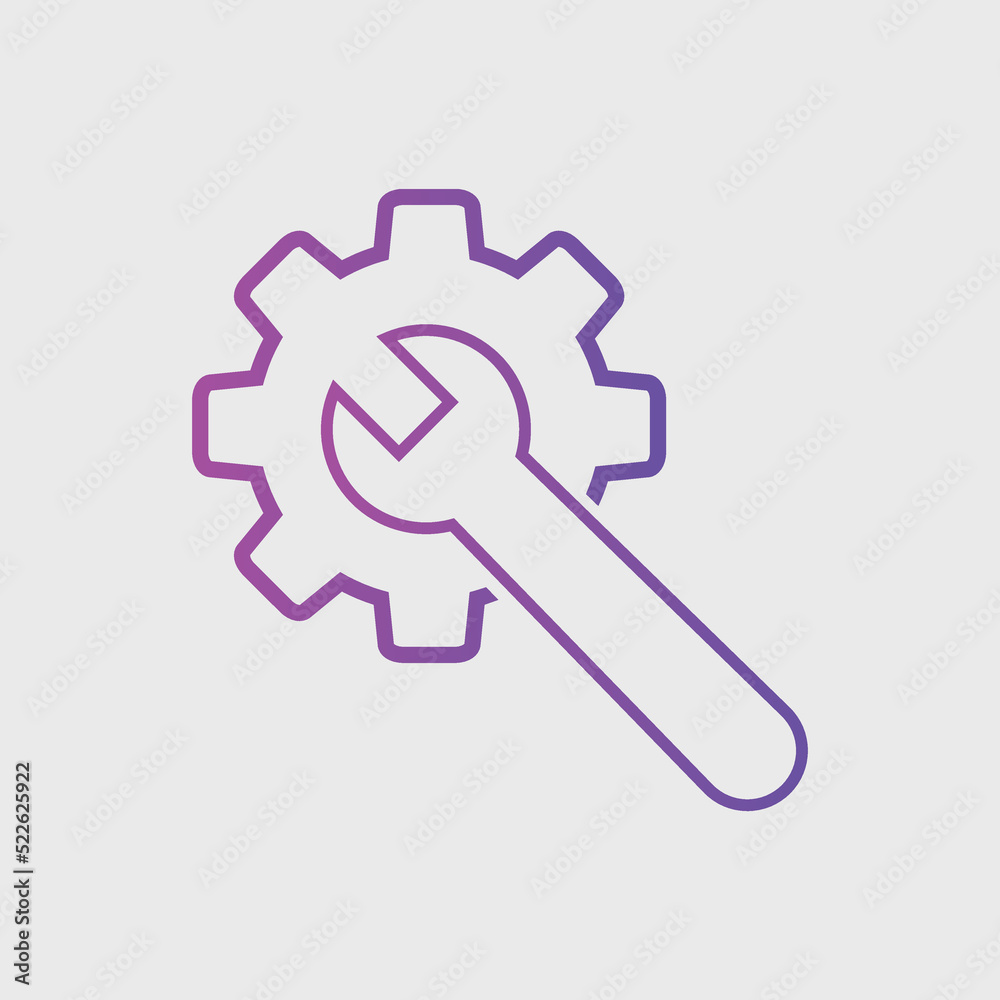 Gear and Wrench icon Vector illustration. Settings icon Flat style. Repair service icon
