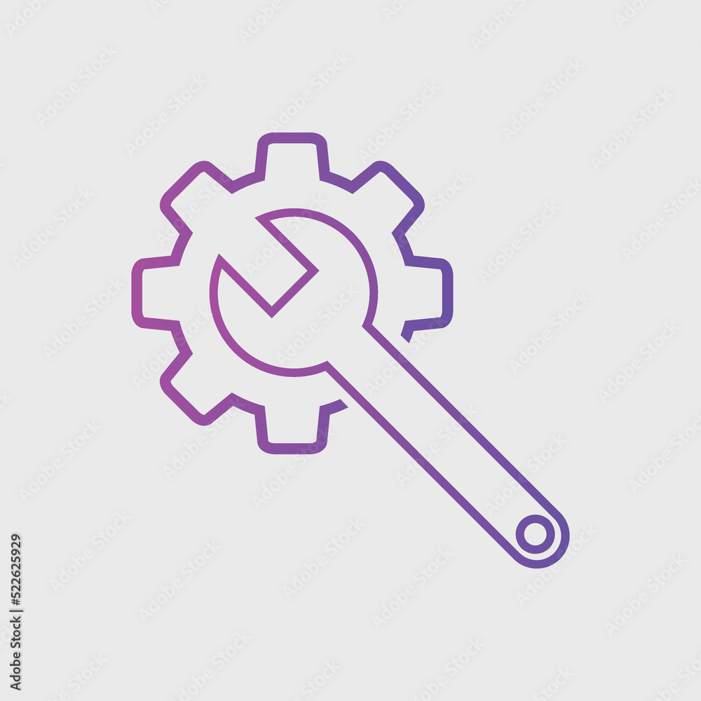 Gear and Wrench icon Vector illustration. Settings icon Flat style. Repair service icon
