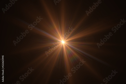 Fototapeta Naklejka Na Ścianę i Meble -  Abstract stylish light effect on a black background. Gold glowing neon line. Golden luminous dust and glares. Flash Light. luminous trail.