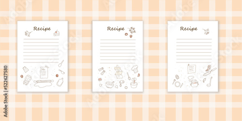 Set the recipe card or sheet templates for making notes about meal preparation