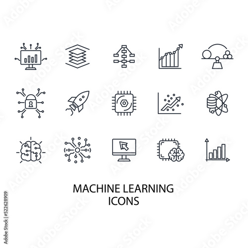 machine learning icons set . machine learning pack symbol vector elements for infographic web