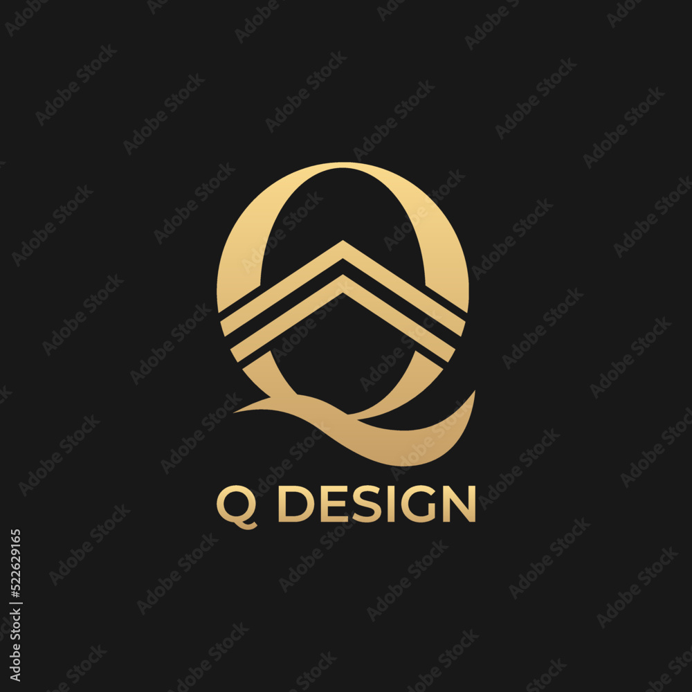 Modern Q logo design for your business with 2 triangle up Modern Q logo design for your business with 2 triangle up