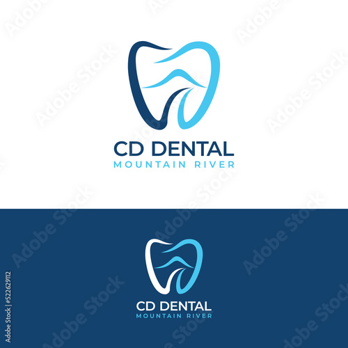 Modern C D Dental with simple mountain logo