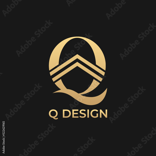 Modern Q logo design for your business with 2 triangle up