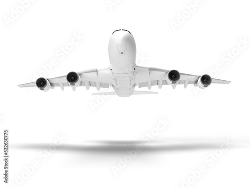 3D render airplane in the sky with isolated on white