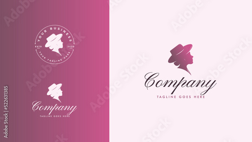 Beauty logo with silhouette of woman wearing hat