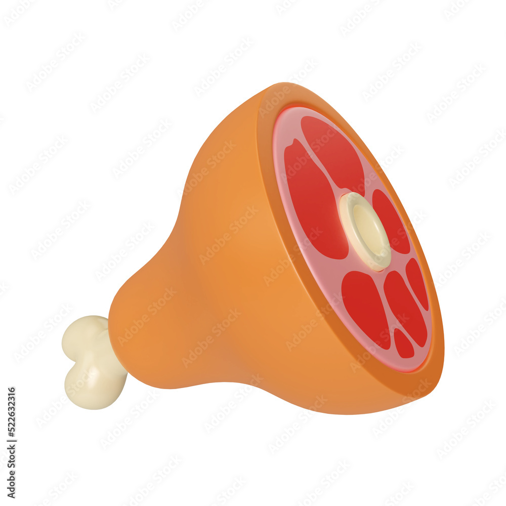 Ham Meat 3D Illustration Icon Ham Meat 3D Illustration Icon