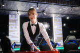 Image of a beautiful casino dealer.