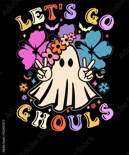 Let's go ghouls Halloween boo Retro t shirt Vintage Halloween Party t-shirt design