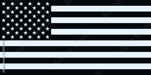 Black and white flag of United States of America. Vector illustration background.