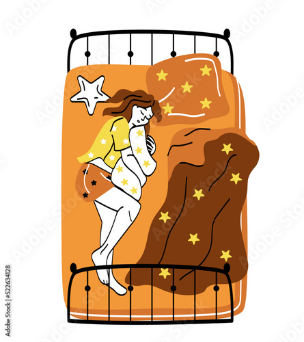 Person lying under blanket concept