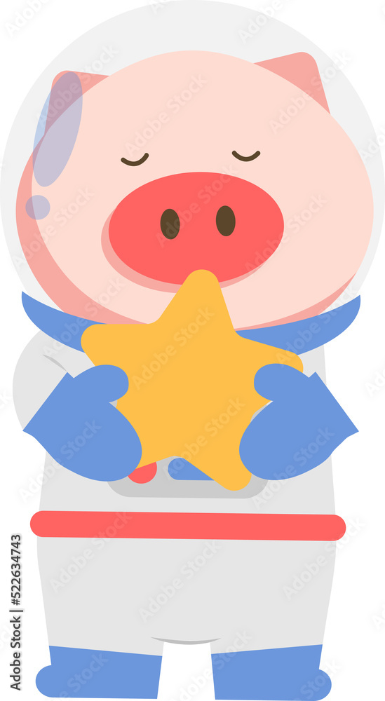 Pig Astronaut Holding Star Illustration Pig Astronaut Holding Star Illustration