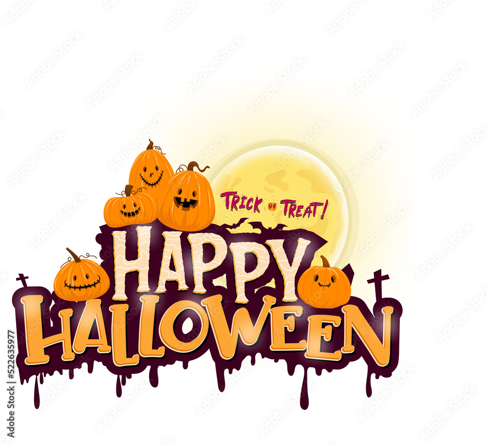 Happy Halloween Message Design for Decorative Element