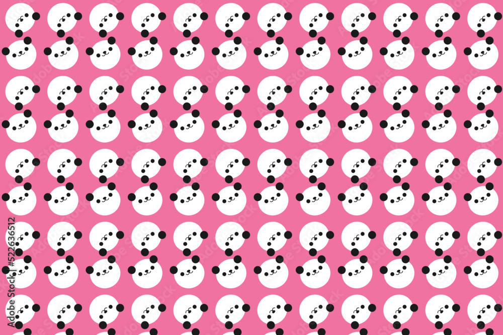 Pink seamless pattern with panda faces Pink seamless pattern with panda faces