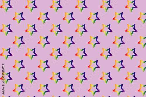 Rainbow colored star on lilac background, wrapping paper