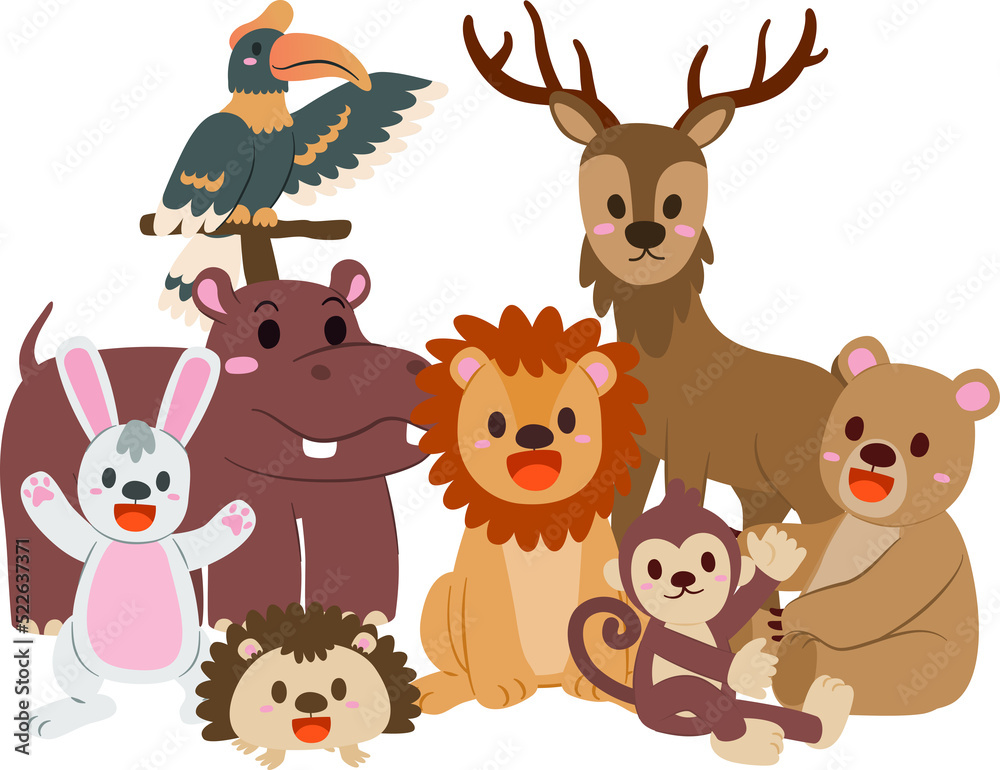 Cartoon jungle animals illustration Cartoon jungle animals illustration
