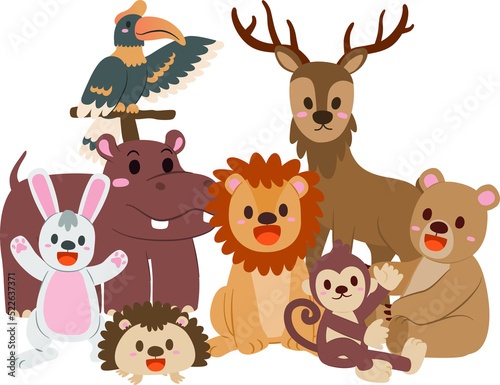 Cartoon jungle animals illustration