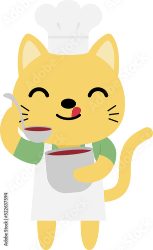 Cartoon cat cooking illustration