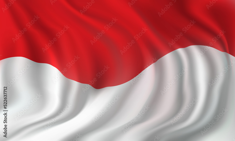 Bendera Indonesia (translation: Flag of Indonesia). Realistic