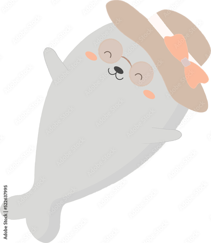 Seal wearing hat illustration Seal wearing hat illustration