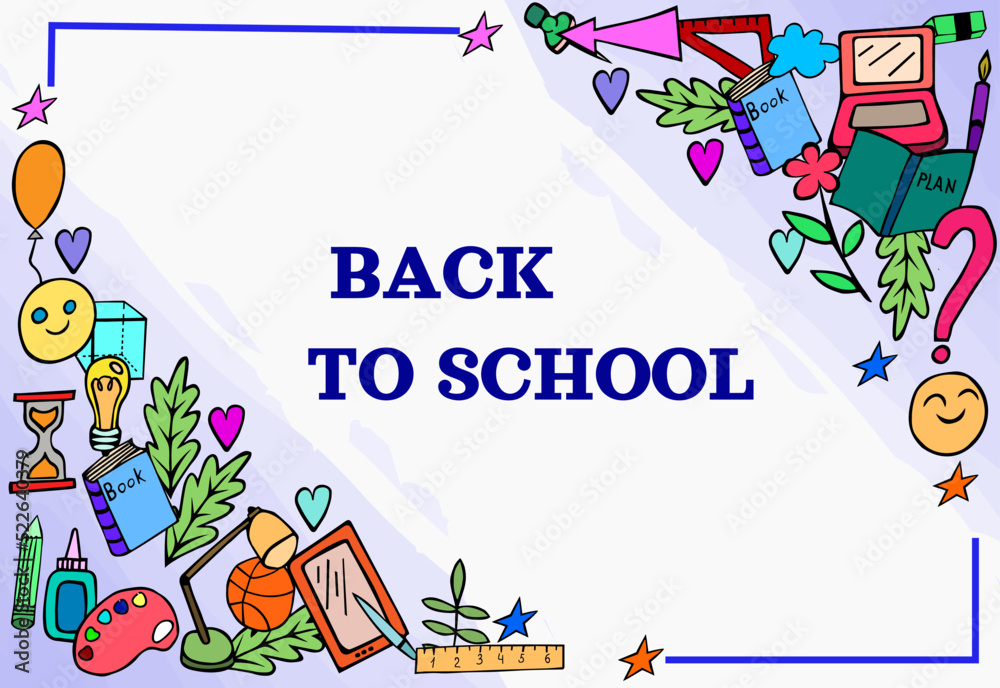 Fototapeta premium background with doodles for a poster on September 1