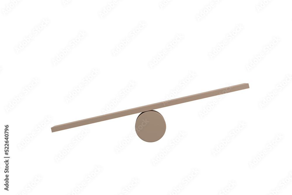 3D. Unbalance concept, board on wooden top hat like unbalance isolated on white background. 3D. Unbalance concept, board on wooden top hat like unbalance isolated on white background.