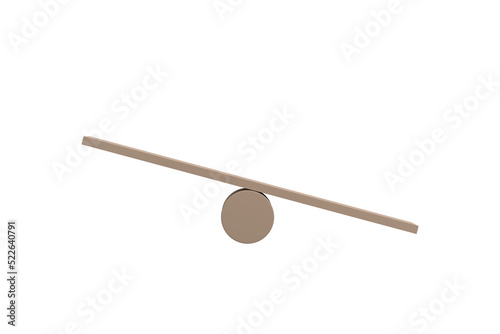 Fototapeta Naklejka Na Ścianę i Meble -  3D. Unbalance concept, board on wooden top hat like unbalance isolated on white background.
