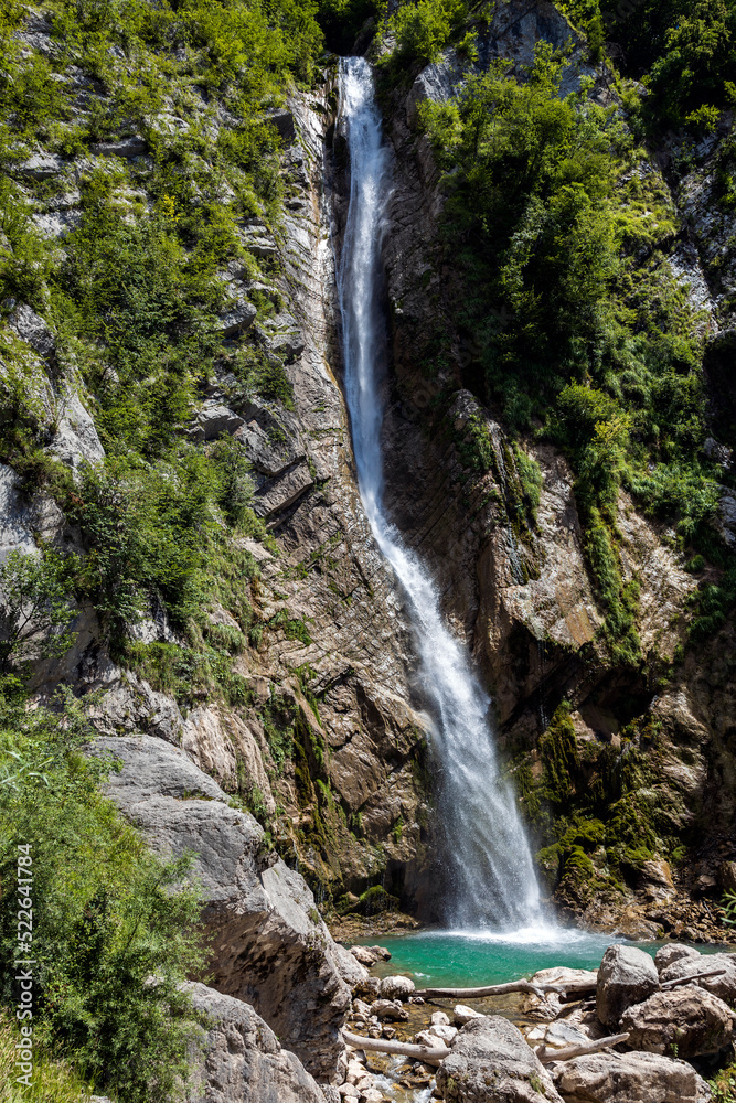 Waterfall Gregorcic near Vrsno and under the Mount Krn Slovenia