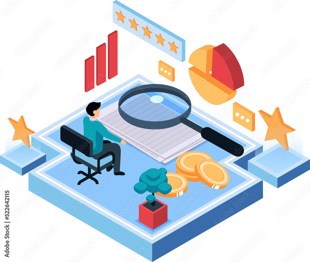 Fototapeta premium Investment and virtual finance isometric