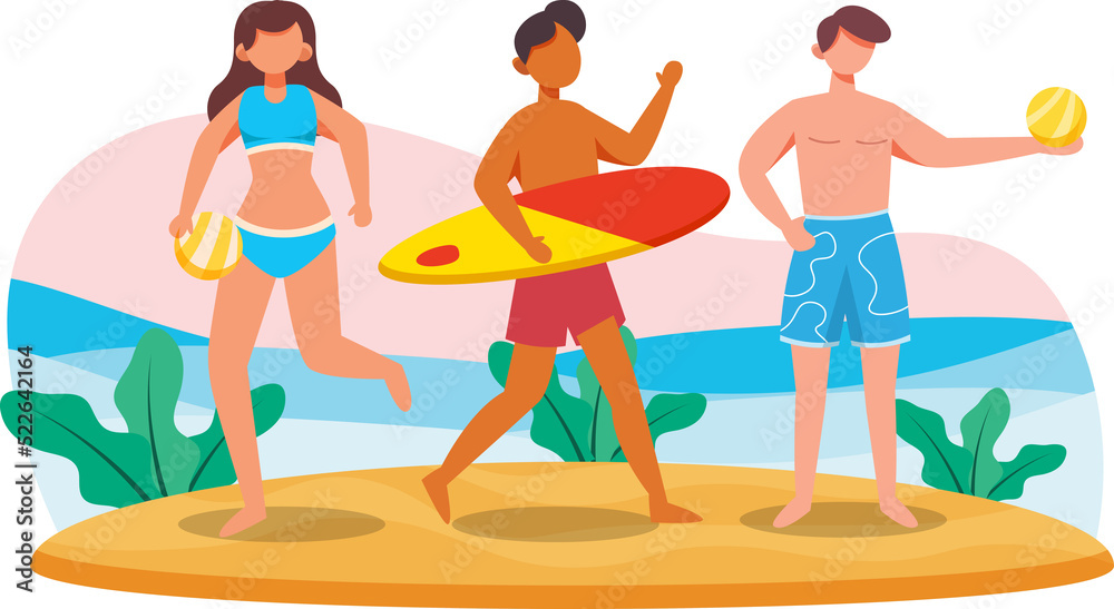 People bathing suits on the beach People bathing suits on the beach