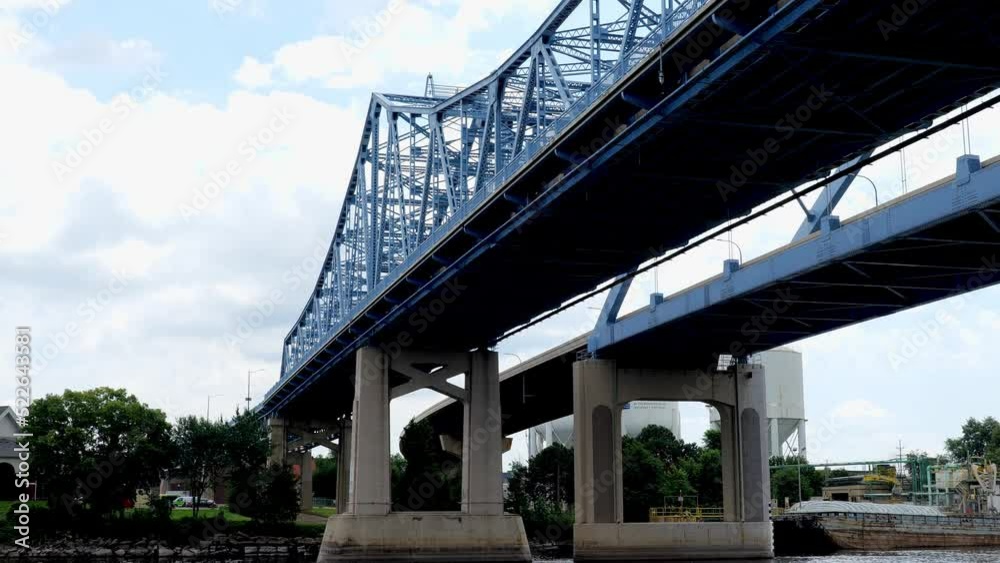 Two Big Blue Bridges over the Mississippi River at La Crosse, Wisconsin