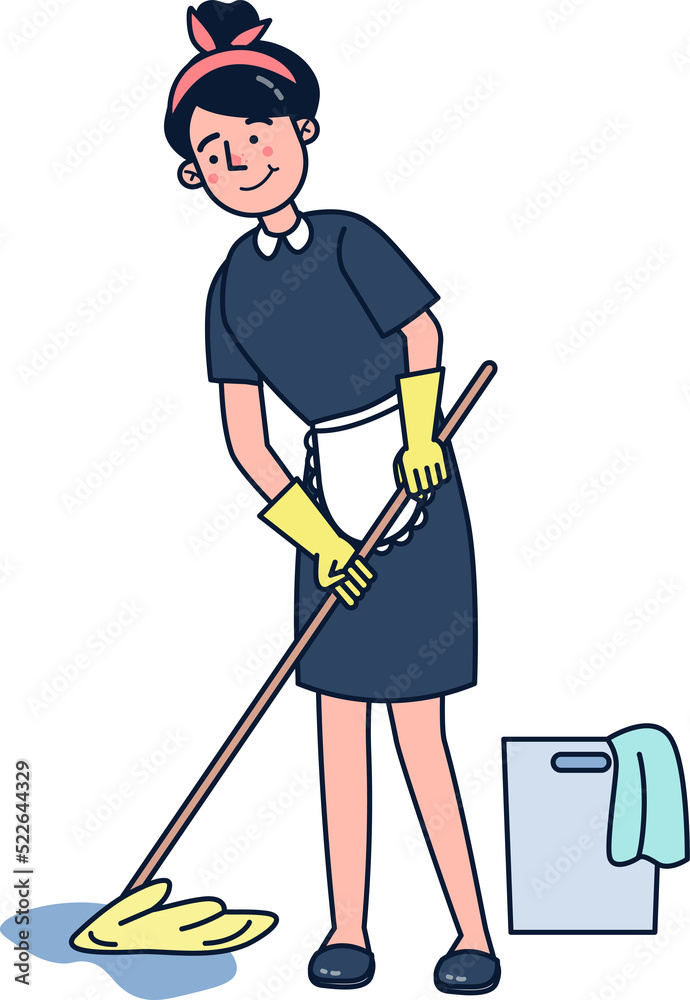 Cleaning service worker character Cleaning service worker character