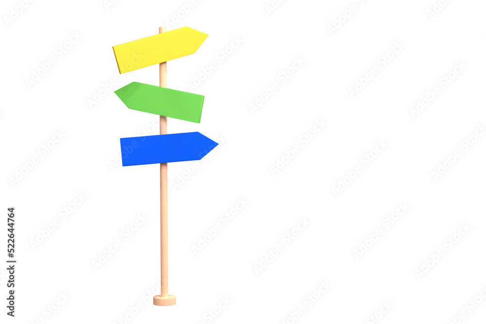 3d. Directions sign empty on pink background. 3d. Directions sign empty on pink background.