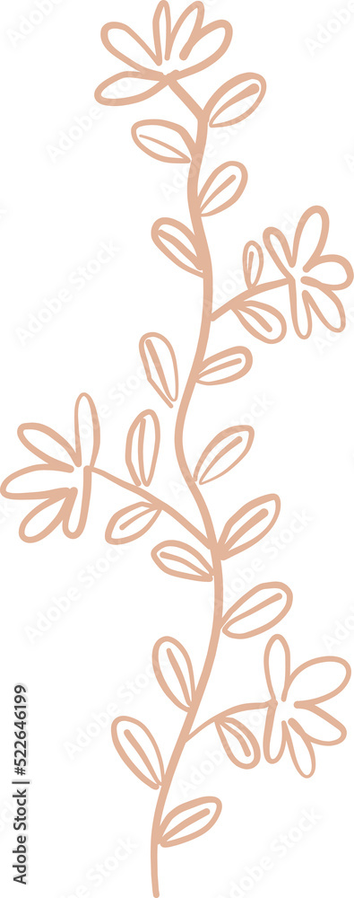 Hand Drawn Line Art Leaves