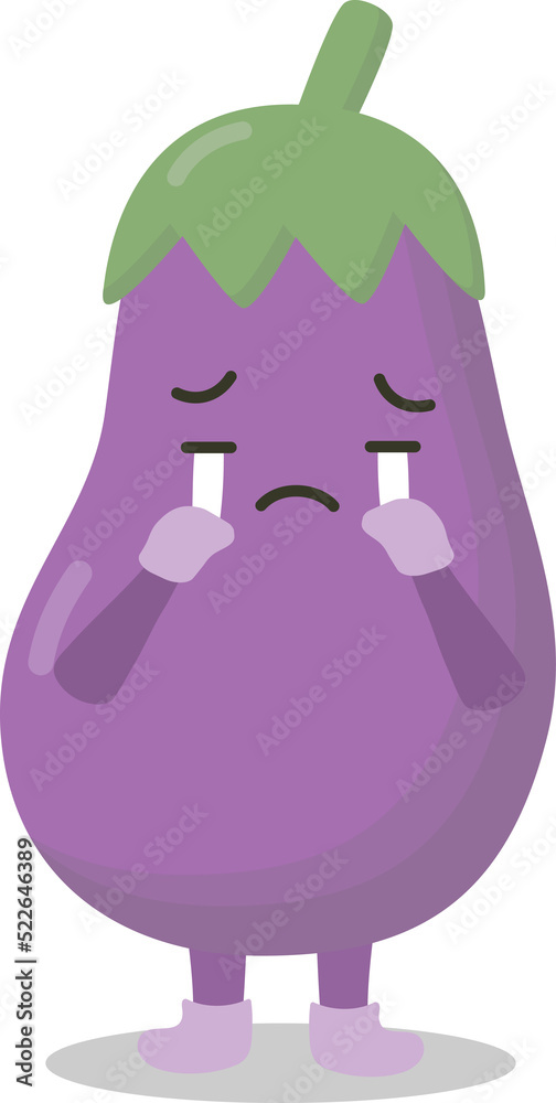 Eggplant character crying illustration Eggplant character crying illustration