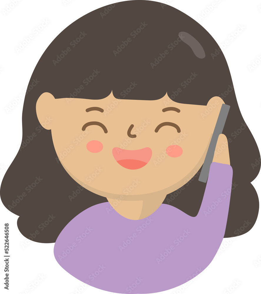 Woman character talking on mobile