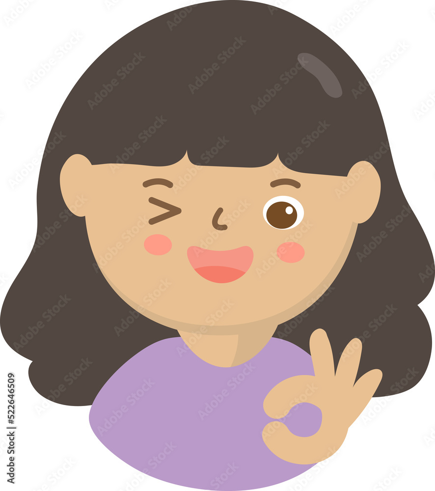 Woman character showing ok gesture Woman character showing ok gesture