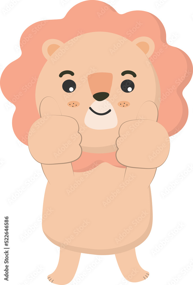 Lion character showing thumbs up