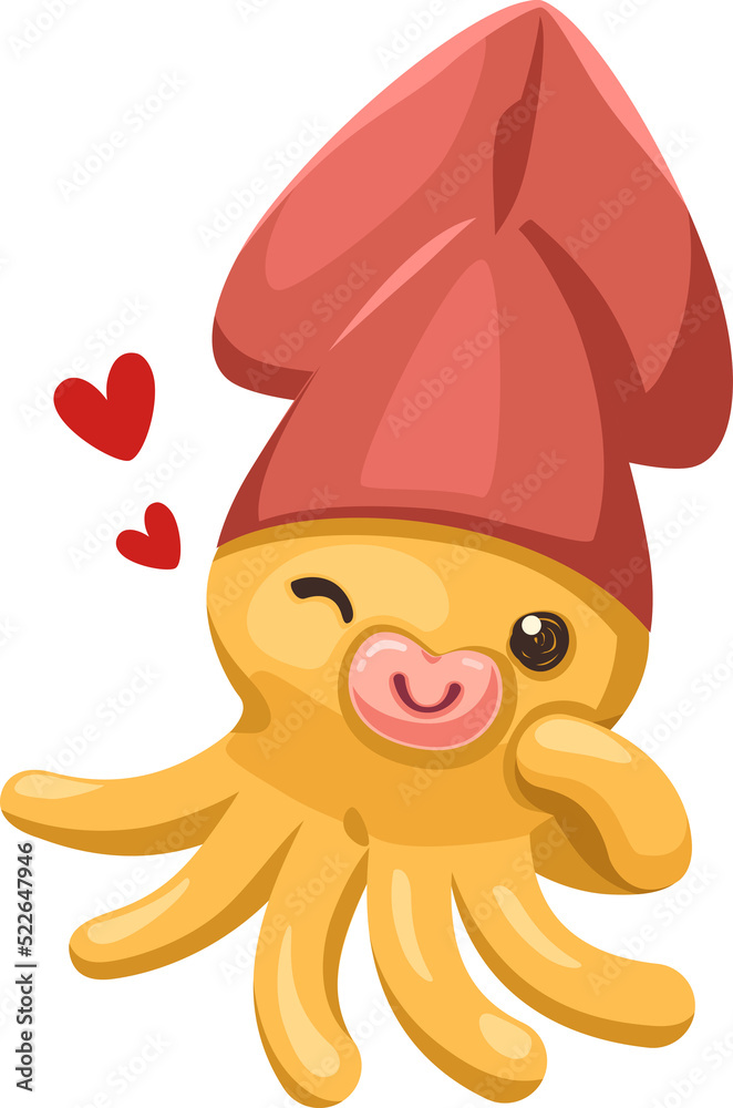 Fototapeta premium squid cute cartoon