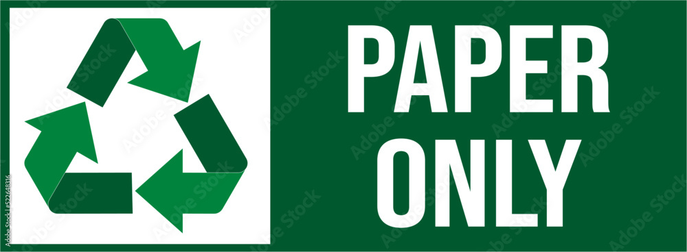 paper only with green recycle symbol label paper only with green recycle symbol label