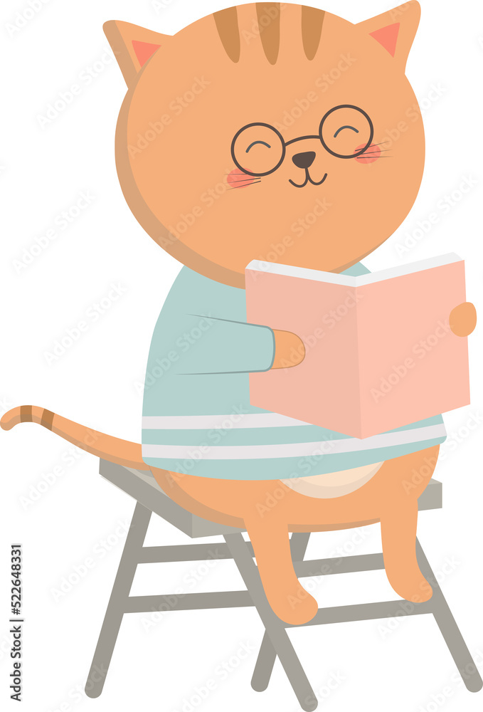 Fototapeta premium Cat goes to school