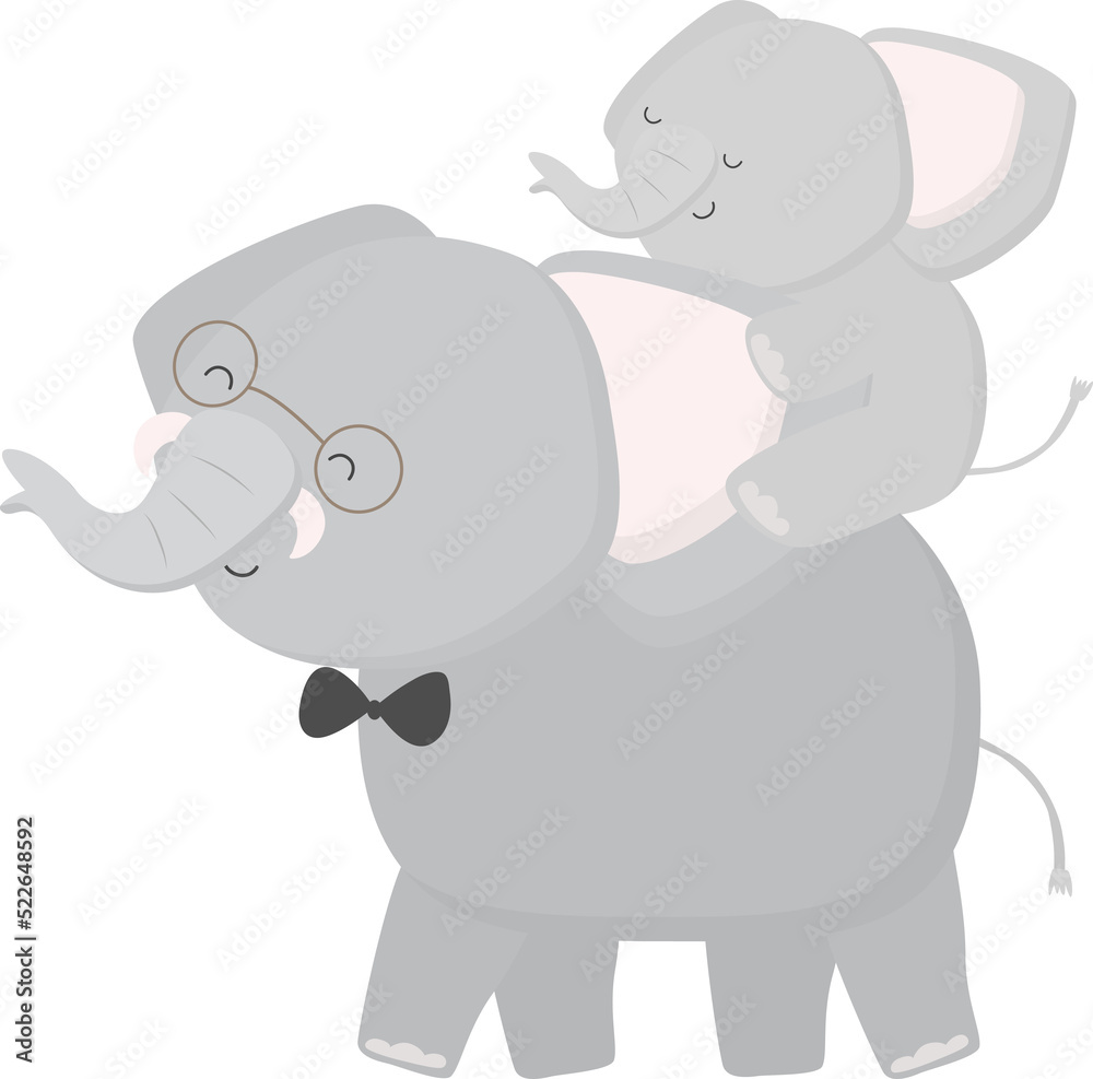 Elephant father with his baby